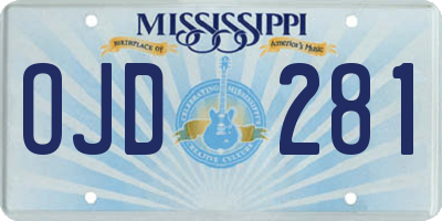 MS license plate OJD281