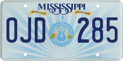 MS license plate OJD285