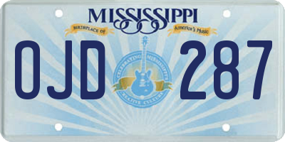 MS license plate OJD287