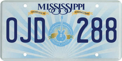 MS license plate OJD288