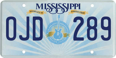 MS license plate OJD289