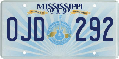 MS license plate OJD292