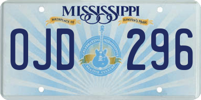MS license plate OJD296