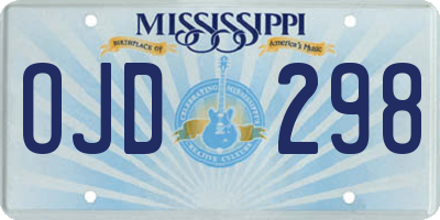 MS license plate OJD298