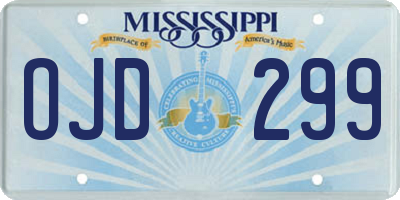 MS license plate OJD299