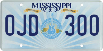MS license plate OJD300