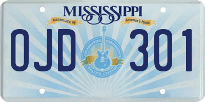 MS license plate OJD301