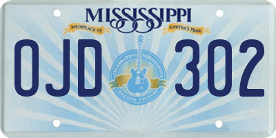 MS license plate OJD302