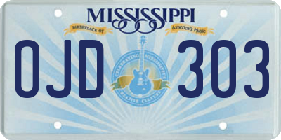 MS license plate OJD303