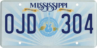 MS license plate OJD304