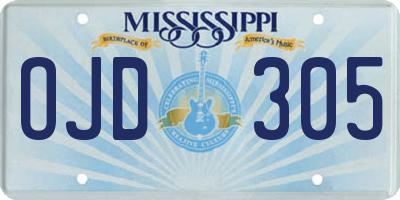 MS license plate OJD305