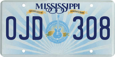 MS license plate OJD308
