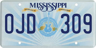 MS license plate OJD309