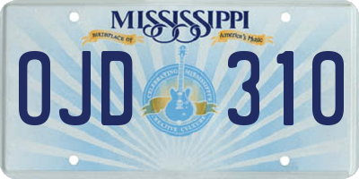 MS license plate OJD310