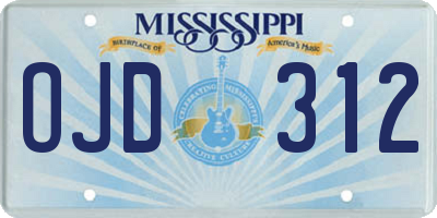MS license plate OJD312