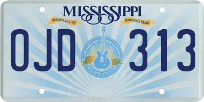 MS license plate OJD313