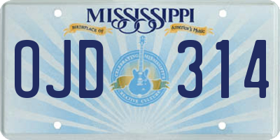 MS license plate OJD314