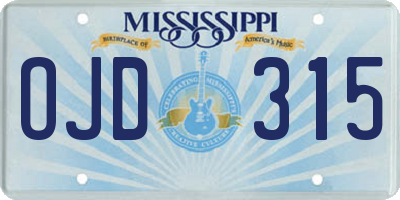 MS license plate OJD315
