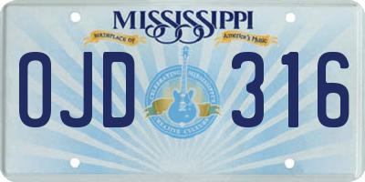 MS license plate OJD316