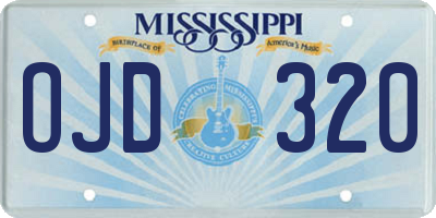 MS license plate OJD320