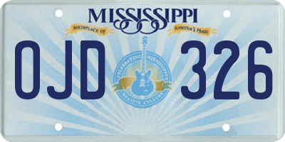 MS license plate OJD326