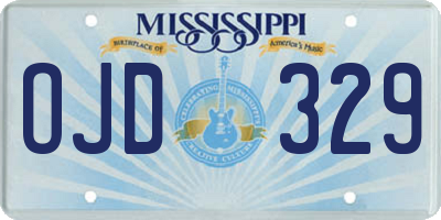 MS license plate OJD329