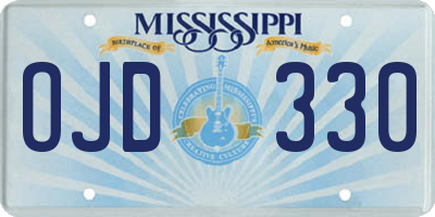MS license plate OJD330
