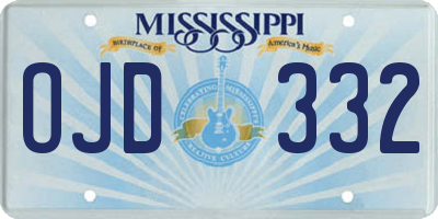 MS license plate OJD332