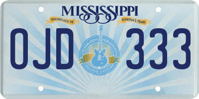 MS license plate OJD333