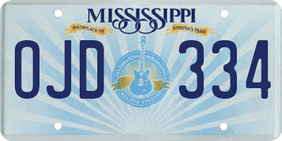 MS license plate OJD334