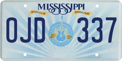 MS license plate OJD337