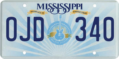 MS license plate OJD340