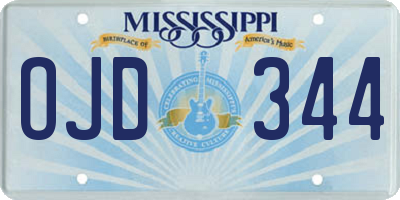 MS license plate OJD344