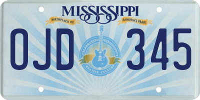 MS license plate OJD345
