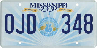 MS license plate OJD348