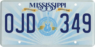 MS license plate OJD349