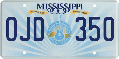 MS license plate OJD350