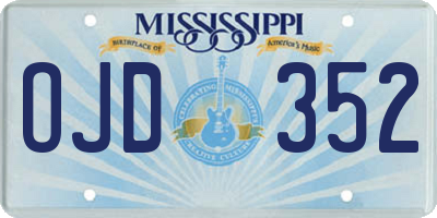 MS license plate OJD352