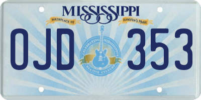 MS license plate OJD353