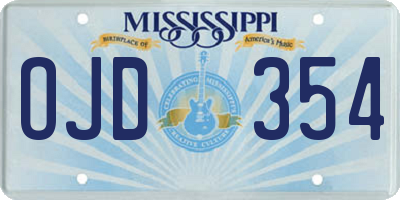 MS license plate OJD354
