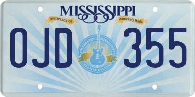 MS license plate OJD355