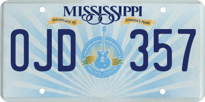 MS license plate OJD357