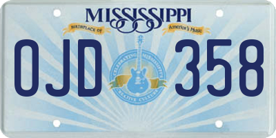 MS license plate OJD358