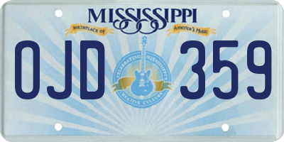 MS license plate OJD359
