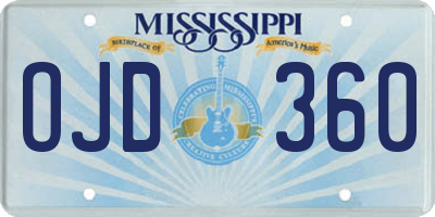 MS license plate OJD360