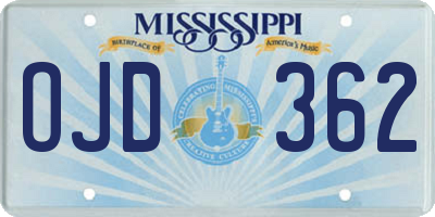 MS license plate OJD362