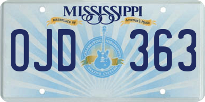 MS license plate OJD363