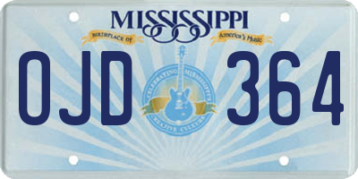MS license plate OJD364