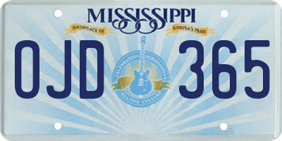 MS license plate OJD365