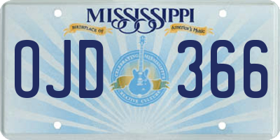 MS license plate OJD366